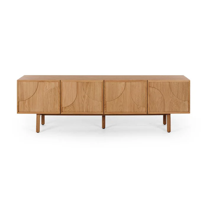 Wooden sideboard with abstract designs