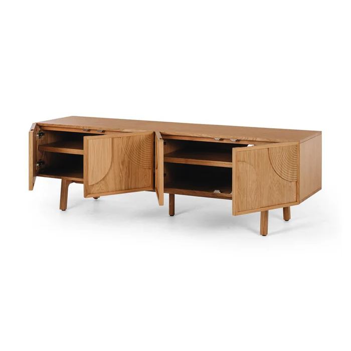 Wooden sideboard with open doors