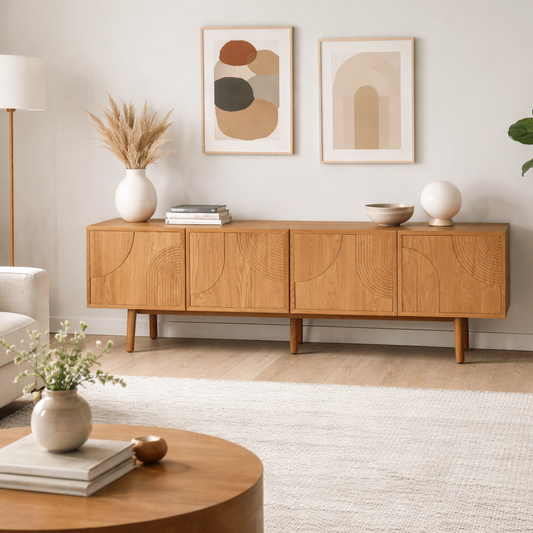 Wooden sideboard in a living room 