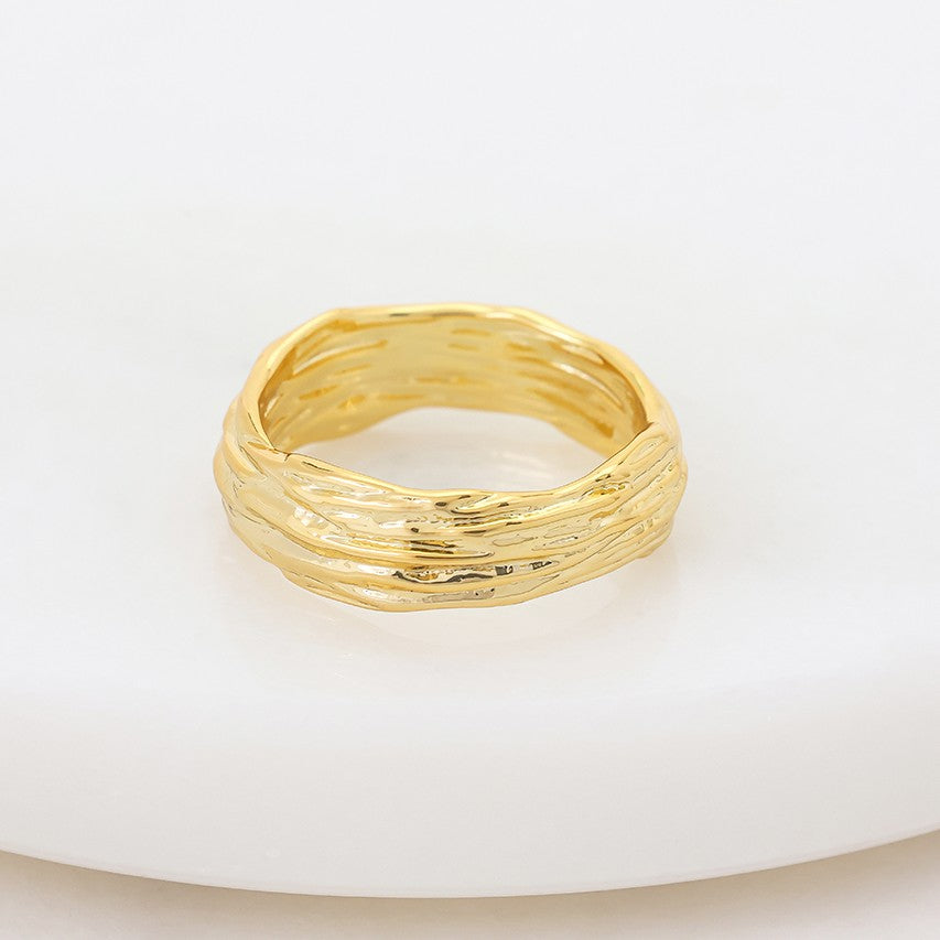Gold textured  ring 