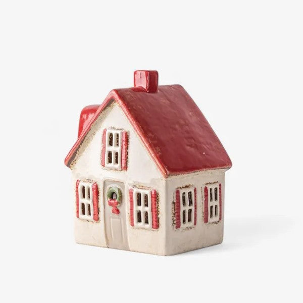Alsace Tea Light Cottage Cream with Shutters