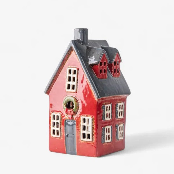 Alsace Tea Light Cottage Red with Wreath