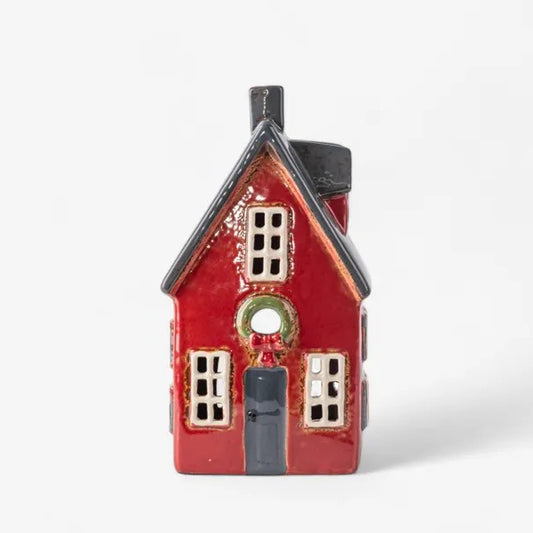 Alsace Tea Light Cottage Red with Wreath