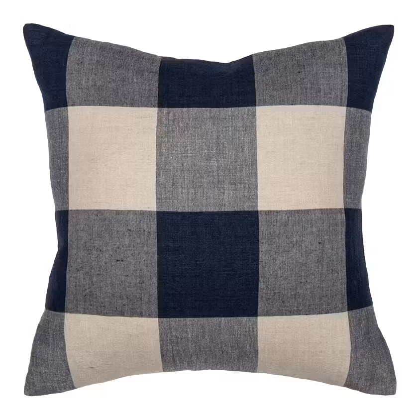 square denim navy cushion 