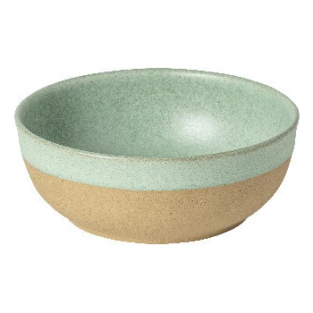 Two-toned ceramic clay bowl with green top and brown bottom