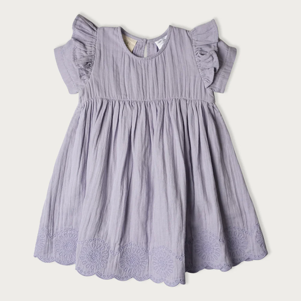 Babu Charlotte Short Sleeve Muslin Dress Mixed Berry