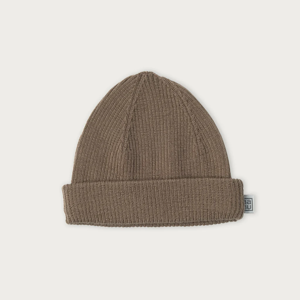 Brown knit merino beanie 