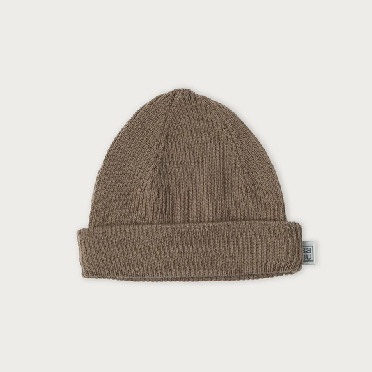 Brown knit merino beanie 