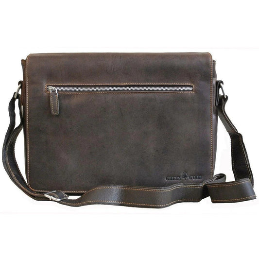 Greenwood brown genuine leather laptop bag 