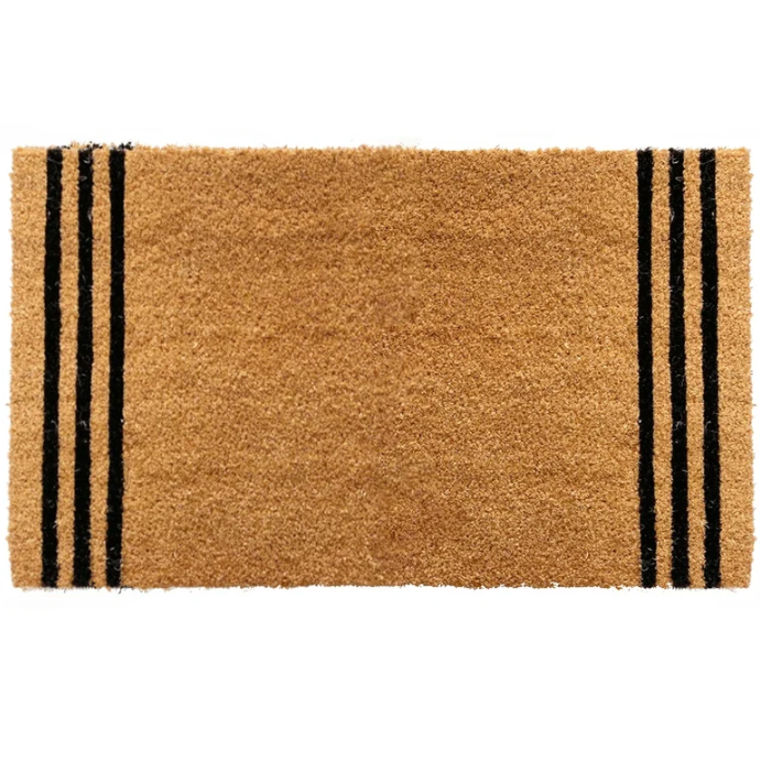 Black Stripes Coir Doormat
