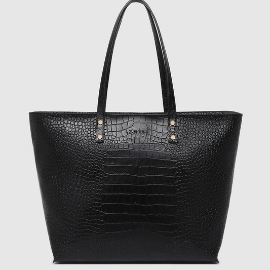 Black textured tote bag