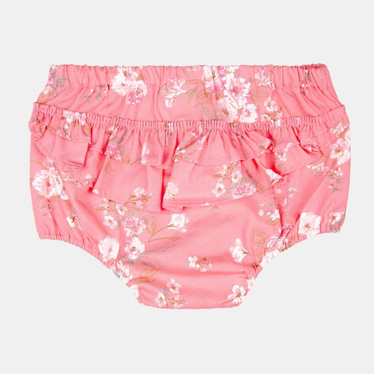 Baby pink bloomers with flower pattens 