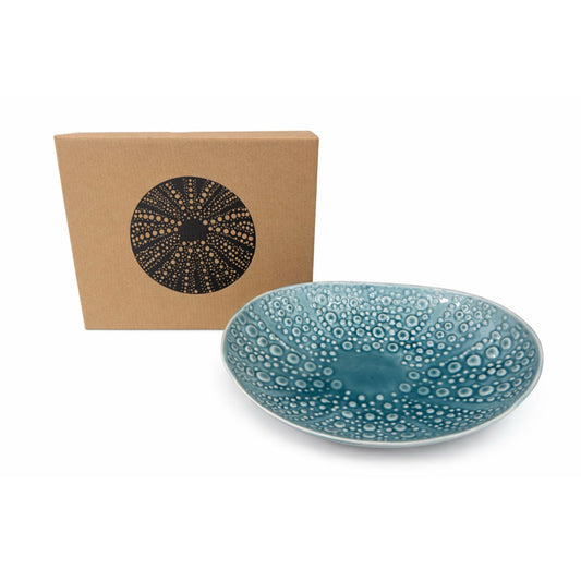 Blue ceramic bowl with bubble pattern Kina New Zealand 