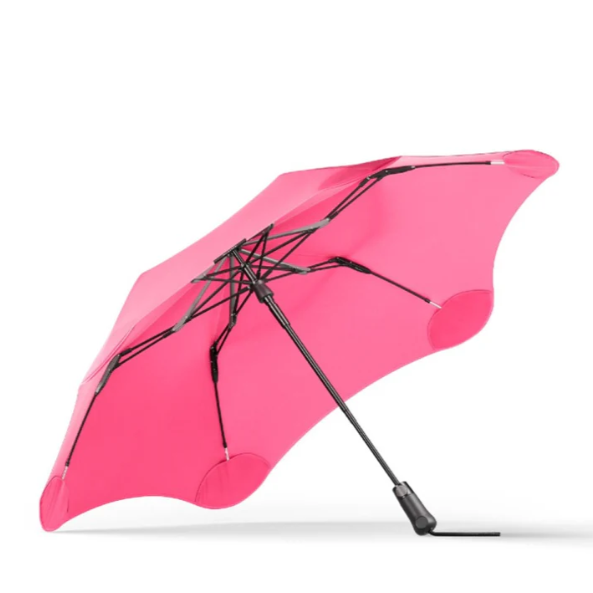 Pink umbrella with black accents