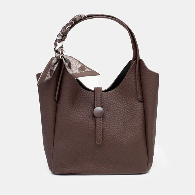 Chocolate handbag with scarf detialing 