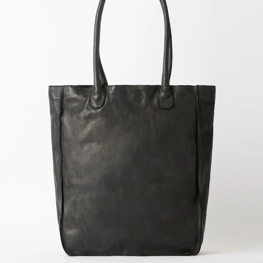 Juju Boston Tote Leather Bag Black