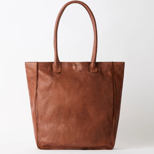 Juju Boston Tote Leather Bag Cognac