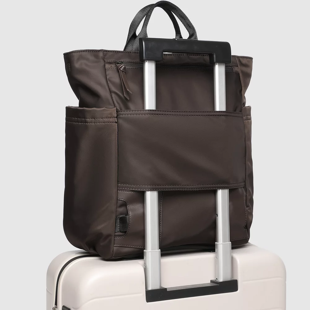 Bronx Nylon Backpack Chocolate by Louenhide