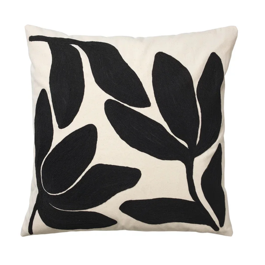 cotton pillow with black and cream design 