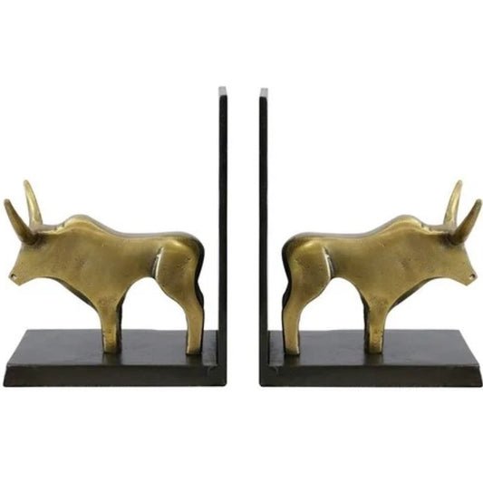 Bull Bookends Brass finish