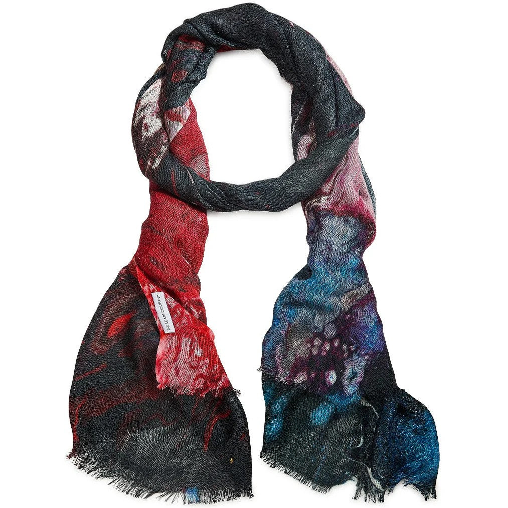 Multicolored scarf with a pattern on a white background