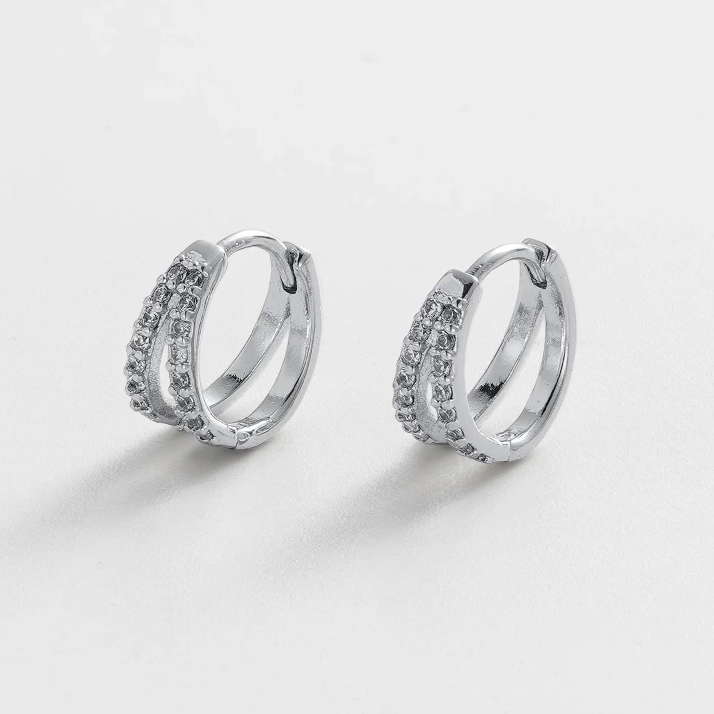 Zafino Celia Huggie Earrings Silver