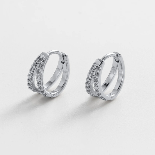 Zafino Celia Huggie Earrings Silver