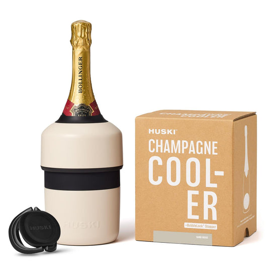 Huski Champagne Cooler with champagne bottle and packaging