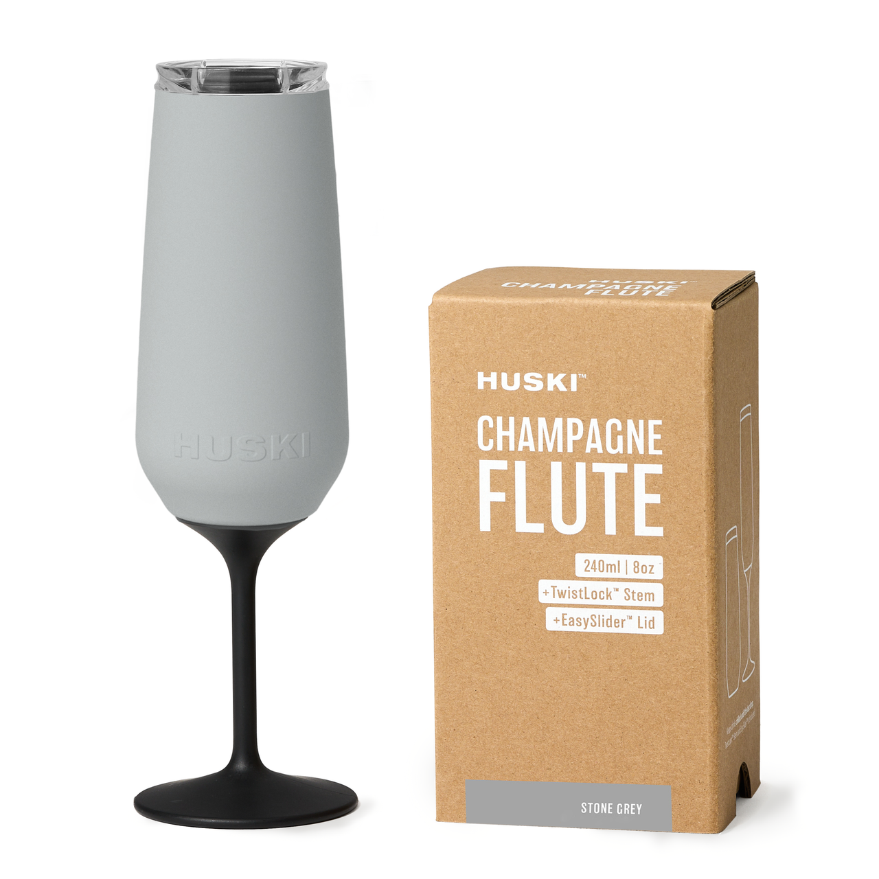A Huski Champagne Flute in Stone Grey color,