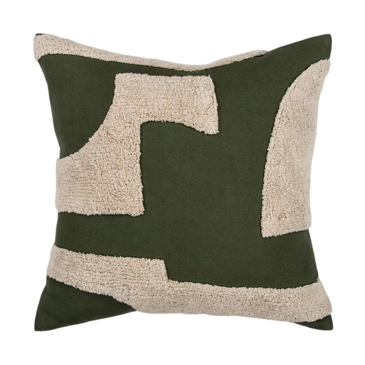 cleo cushion green and natural colour way 