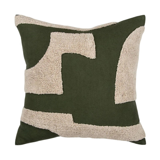 cleo cushion green and natural colour way 