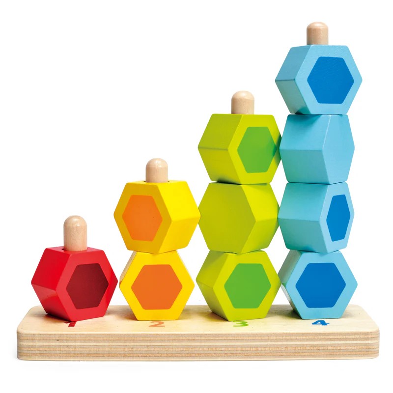 Colorful wooden geometric stacking toy