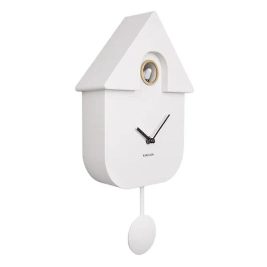 White cuckoo clock with a white pendulum 