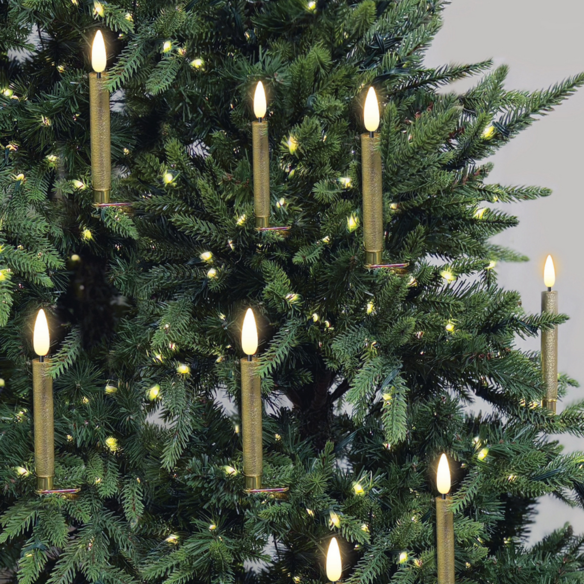 Gold Deluxe 10pce Christmas Tree Candle Set