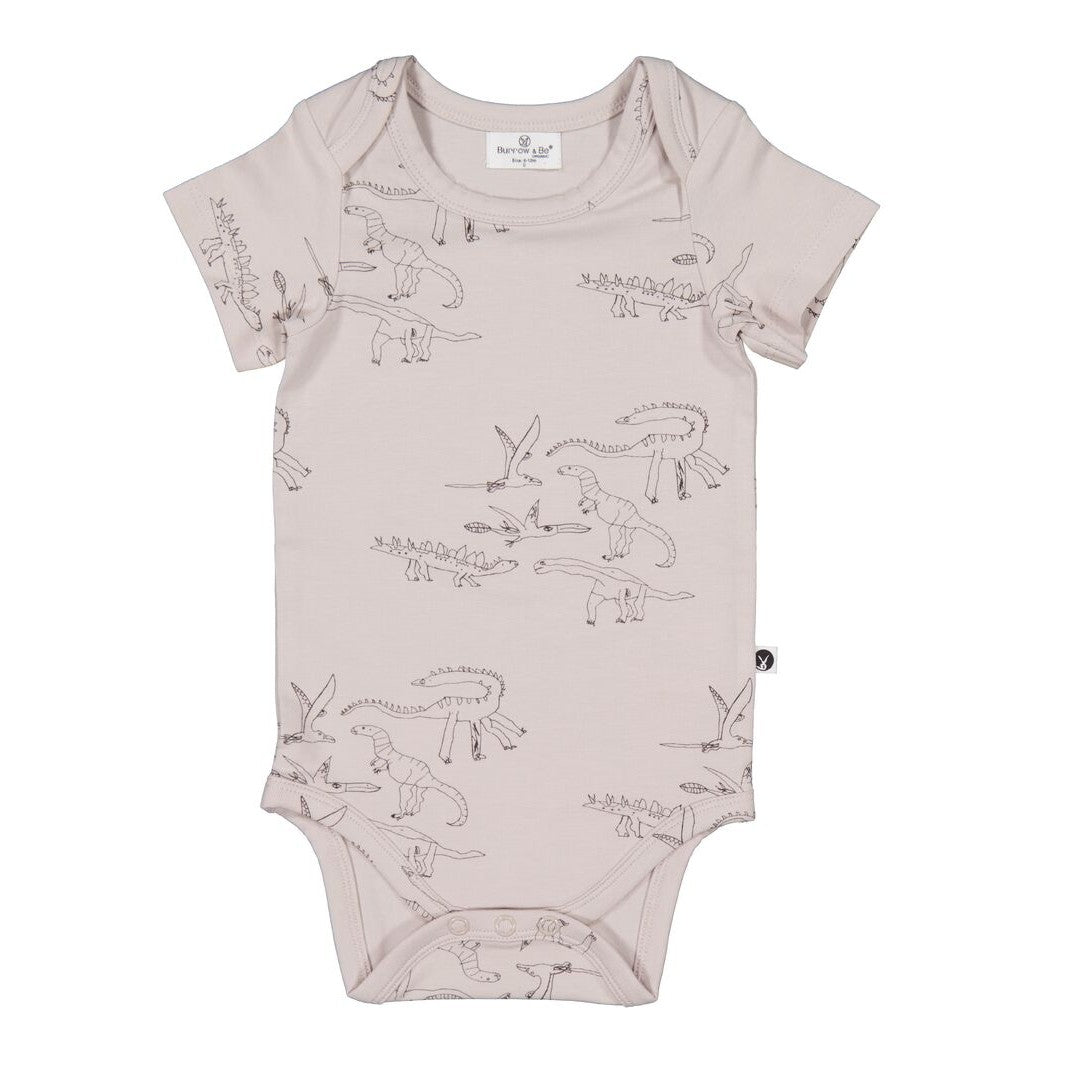 Baby bodysuit with dinosaur pattern