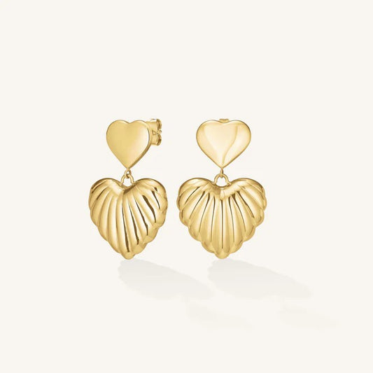 Rosefield Double Heart Earrings Gold
