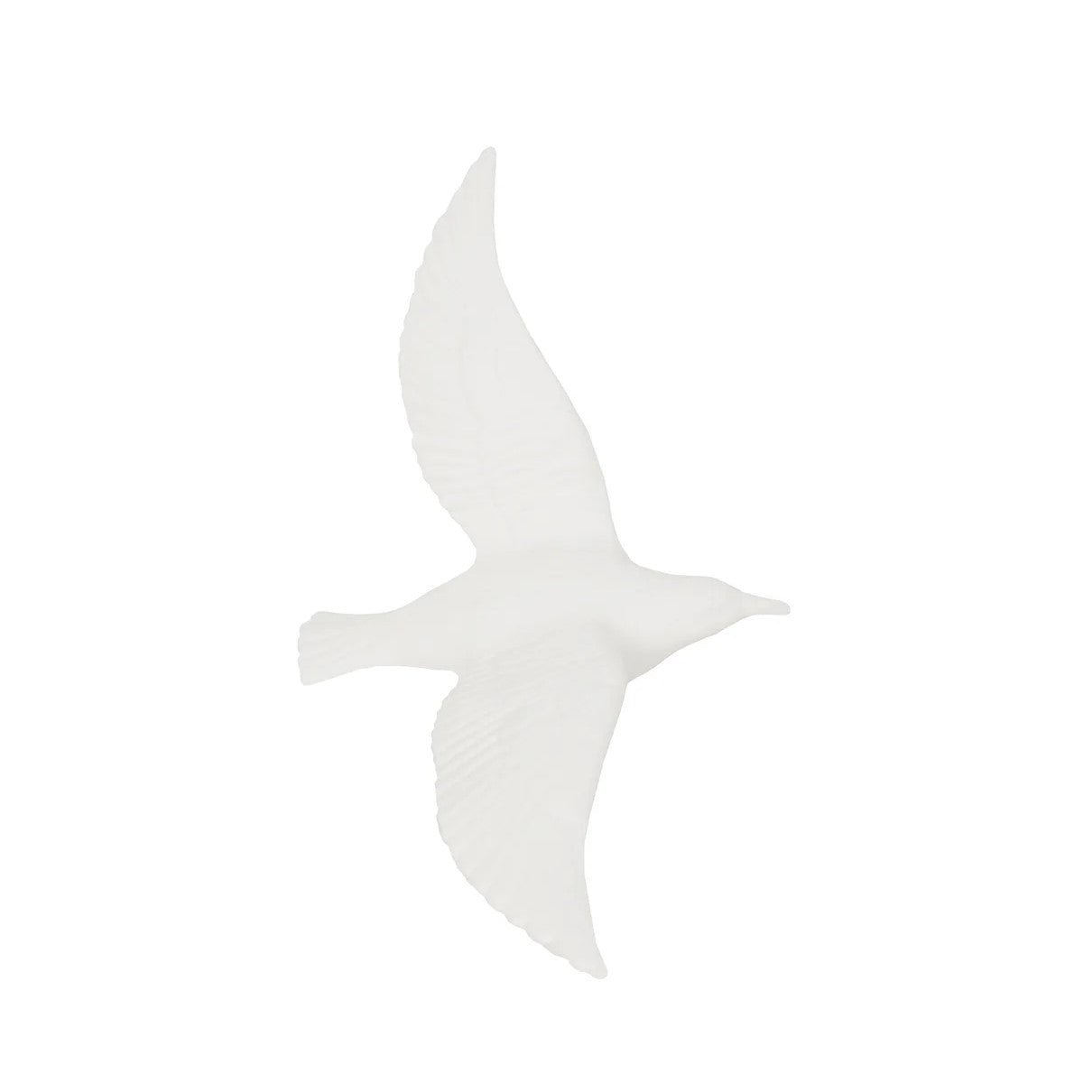 A white, fine bone china plate in the shape of a flying bird with open wings.


