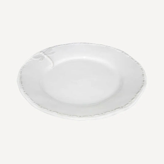 White stoneware glazed dragonfly side plate 