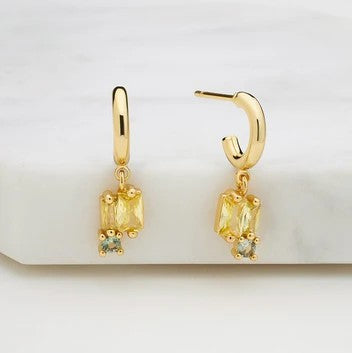Zafino Elenore Crystal Earrings Olive Gold