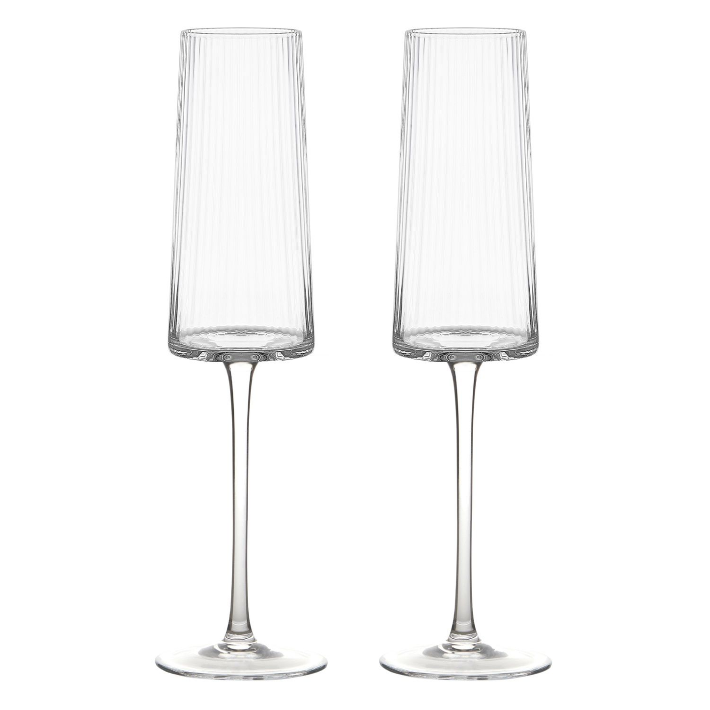 Two clear champagne flutes 