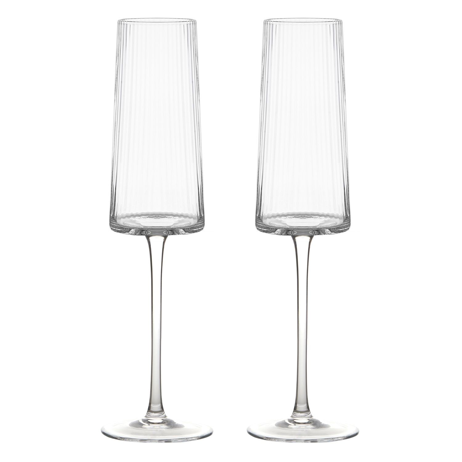 Two clear champagne flutes 