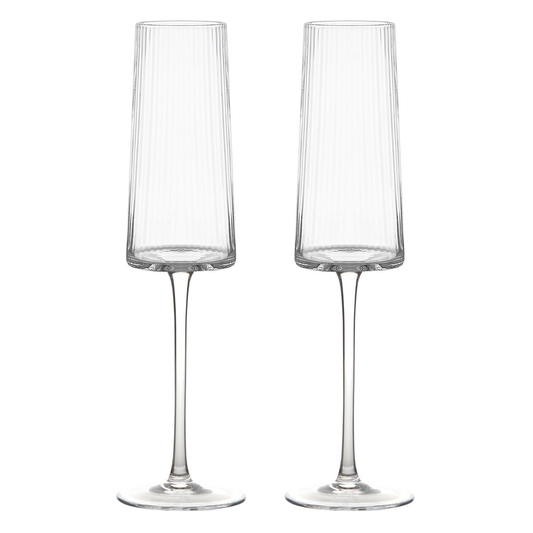 Two clear champagne flutes 