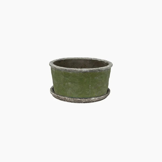 Evergreen Wide Plant Pot & Saucer Small