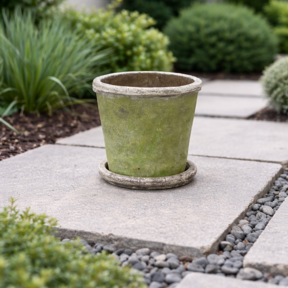 Evergreen Plant Pot & Saucer Small