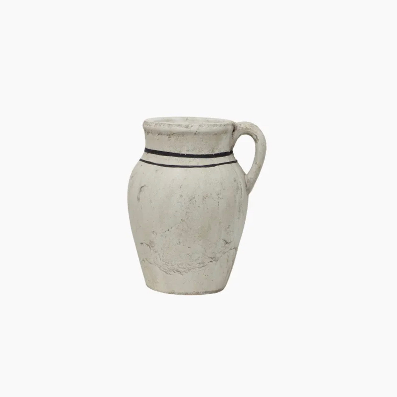 White ceramic pitcher with black band