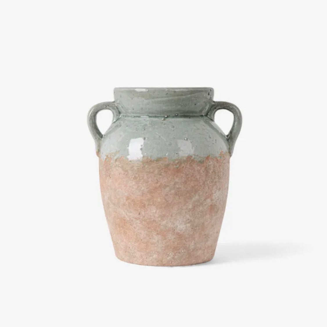 Ceramic pale blue vase with two handles