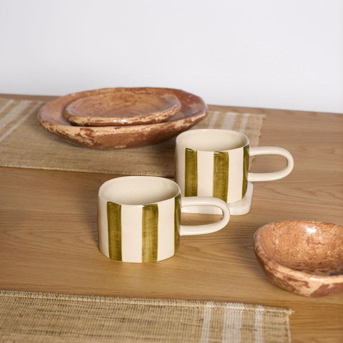 NED Fenton Stripe Mug Olive Stripe