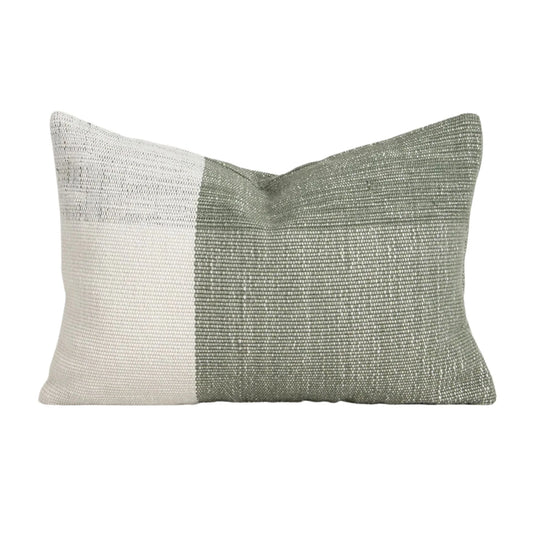indoor and out door cushion with green and natural colourway 