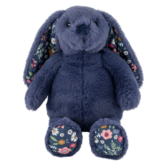 Blue plush bunny with floral patterns