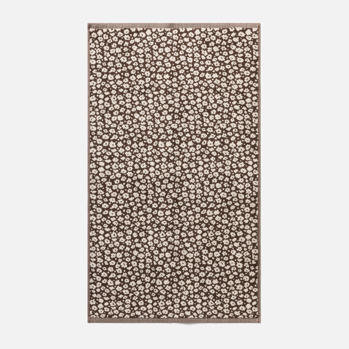Forget me not cotton bath mat in a chocolate oat colour way with flora pattern 